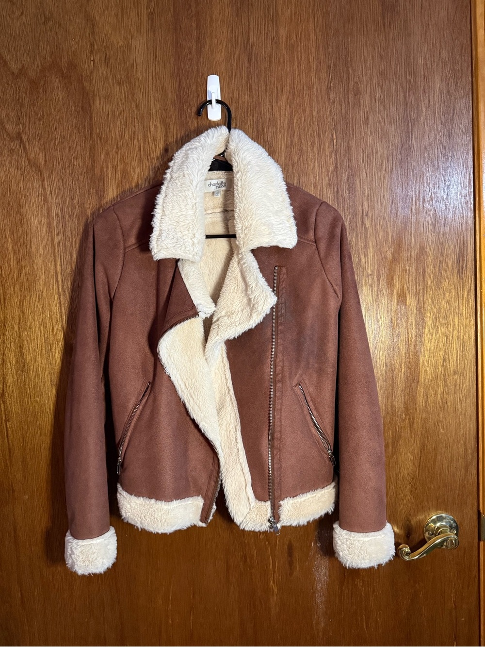 Charlotte Russe Brown Faux Shearling Moto Jacket